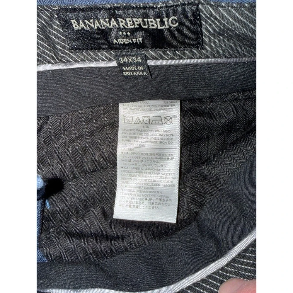 Banana Republic Aiden Fit Pants Mens 34x34 Navy Stretch Dress Chino Flat Front